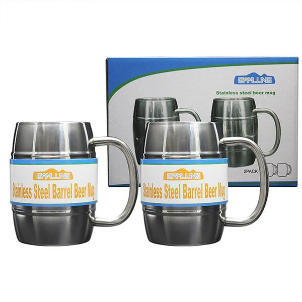 Stainless Steel Barrel Beer Mug 2pc